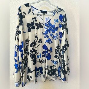 Karen Kane Women's Floral Top - Blue and Black